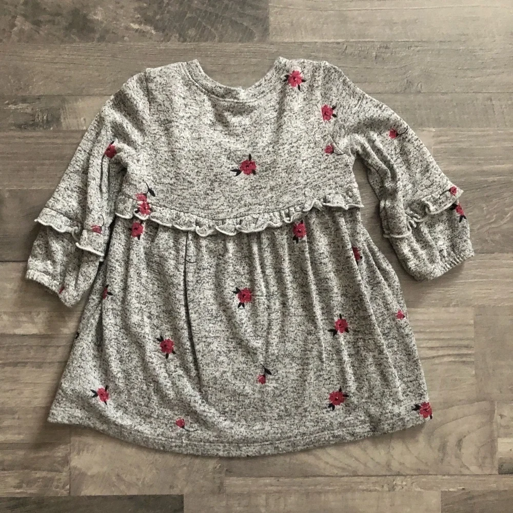 Baby Gap Gray Marble Floral Ruffle Dress
